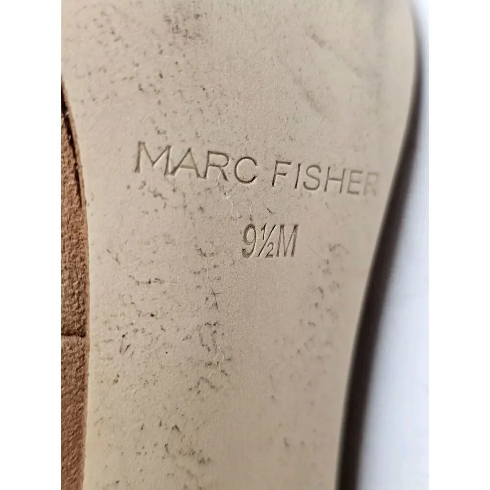 Marc Fisher Tan Maryjane Platform Suede‎ Block Heels Ankle Strap Womens Size 9.5